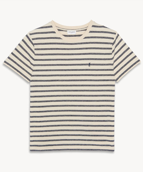 스트라이프 모노그램 저지 코튼 티셔츠