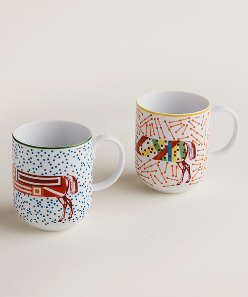 HERMES HIPPOMOBILE 머그컵 2개 세트