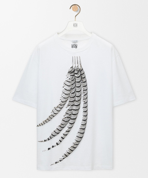 깃털 프린트 코튼 티셔츠