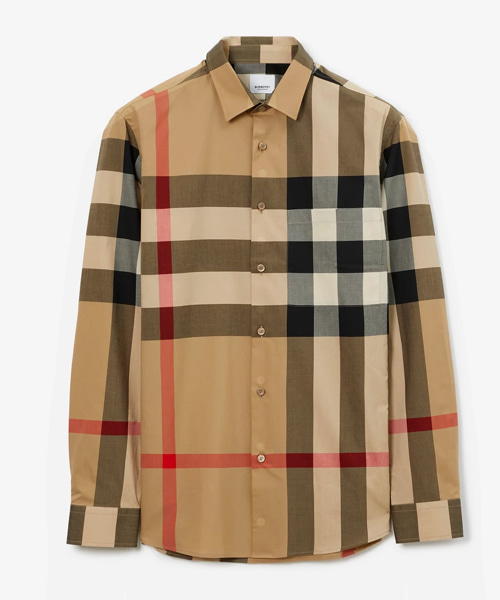 체크 코튼 슬림 핏 셔츠