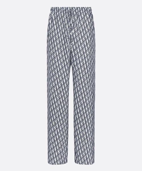 오블리크 프린트 실크 트윌 파자마 팬츠