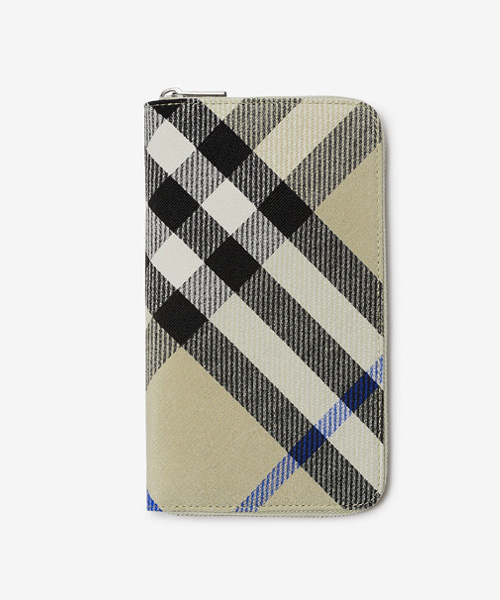 체크 패턴 라지 지퍼 월릿