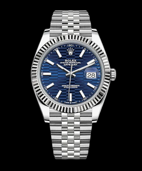 데이트저스트 41 플루티드 모티프 블루