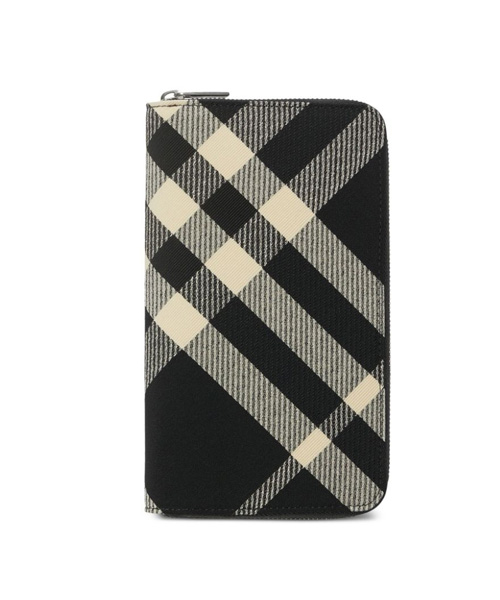 체크 패턴 라지 지퍼 월릿