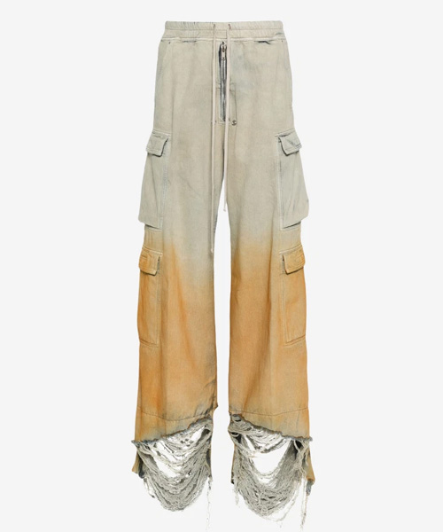 데님 더블 카고 점보 팬츠 인 스카이 오렌지 디그레이드