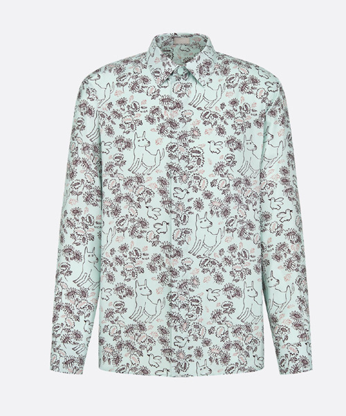 DIOR AND HYLTON NEL 그린 실크 트윌 셔츠