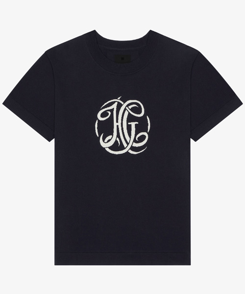 HG 자카드 장식 니트 티셔츠