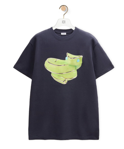 스네이크 프린트 테크니컬 코튼 티셔츠