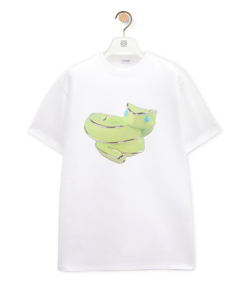 스네이크 프린트 테크니컬 코튼 티셔츠