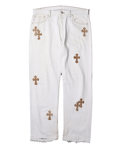 레오파드 크로스 패치 화이트 진