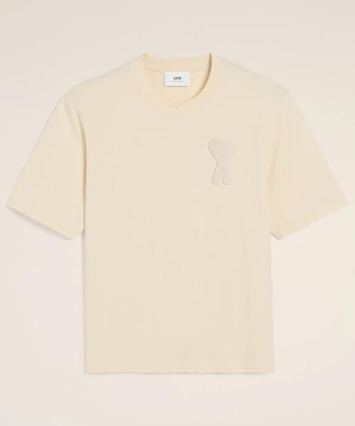 베이지 코튼 아미 드 꾀흐 패치 티셔츠