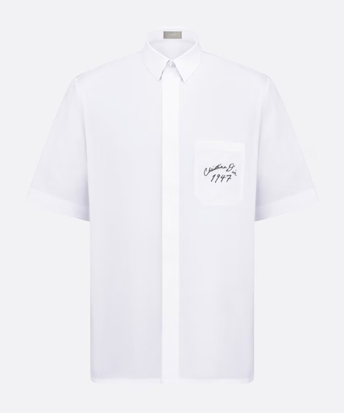 화이트 코튼 포플린 1947 숏 슬리브 셔츠