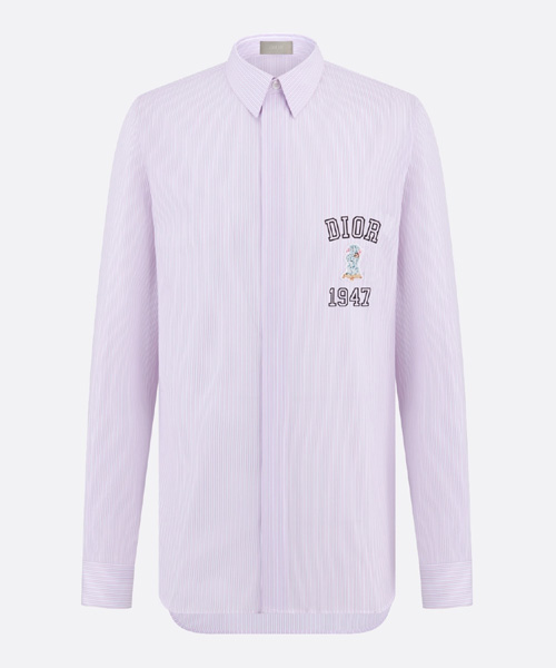 스트라이프 코튼 포플린 바비 패치 셔츠