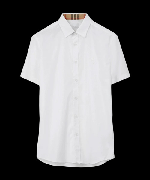 모노그램 모티프 스트레치 코튼 셔츠