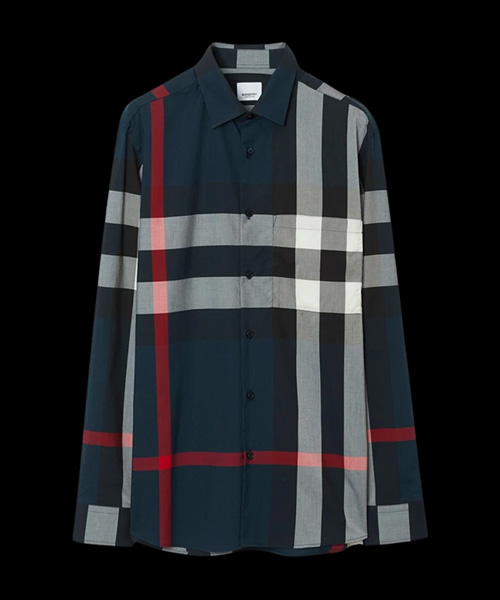 체크 코튼 롱 슬리브 셔츠