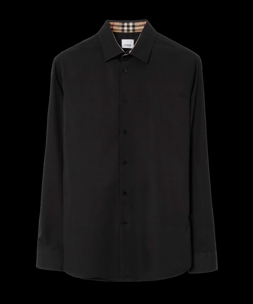 모노그램 모티프 스트레치 코튼 포플린 셔츠