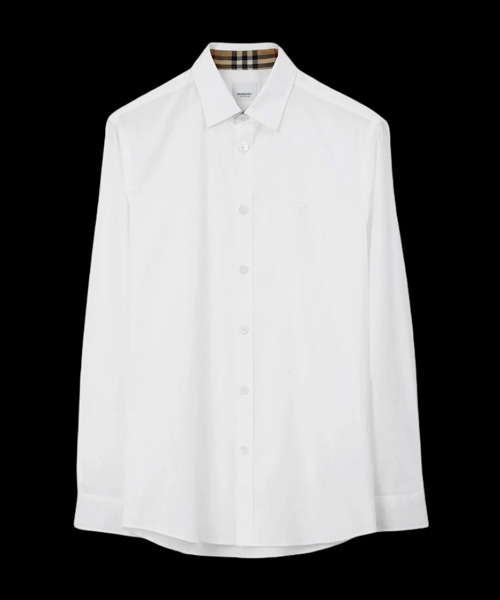 모노그램 모티프 스트레치 코튼 포플린 셔츠