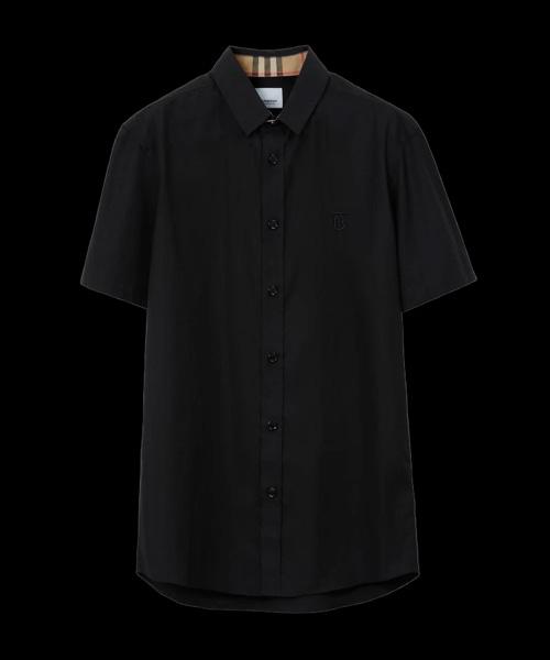 모노그램 모티프 스트레치 코튼 셔츠