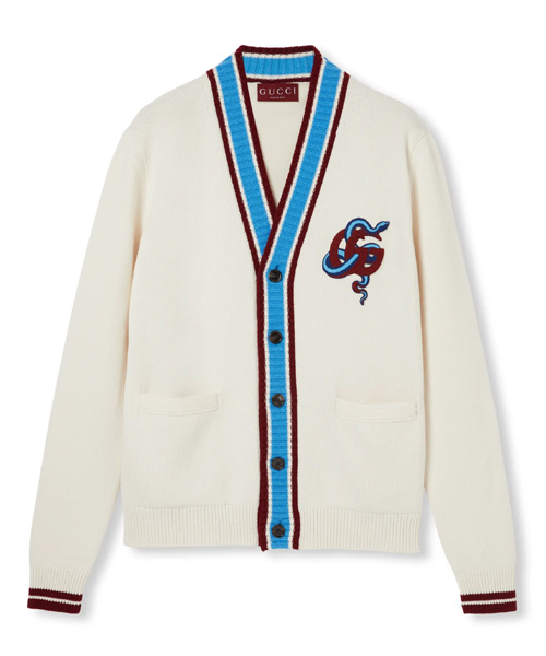 스네이크 자수 울 니트 가디건