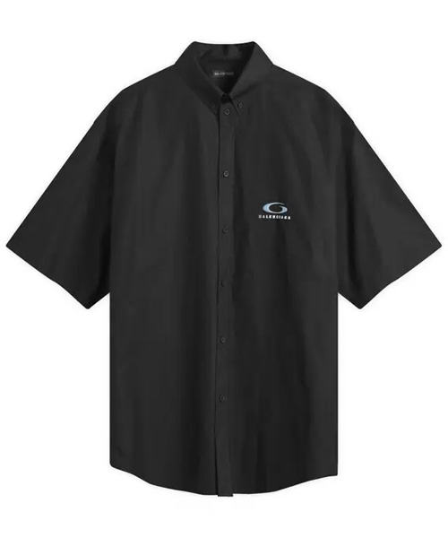 로고 자수 코튼 포플린 숏 슬리브 셔츠