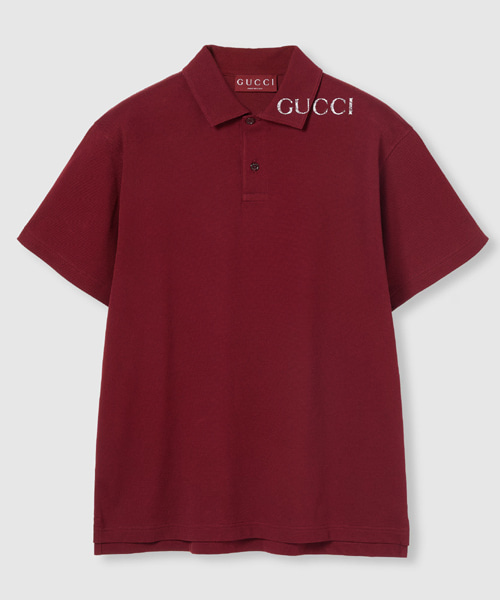 로고 프린트 코튼 폴로 셔츠