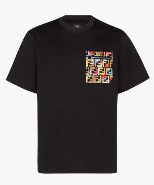 멀티 컬러 로고 코튼 티셔츠