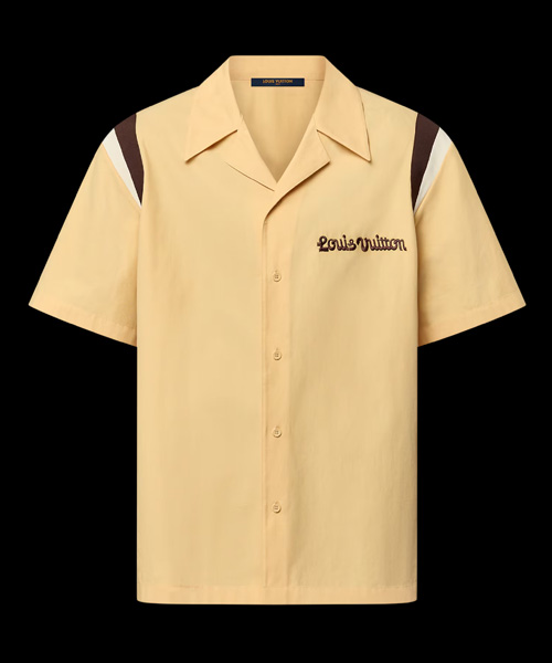 엠브로이더드 숏 슬리브 코튼 볼링 셔츠