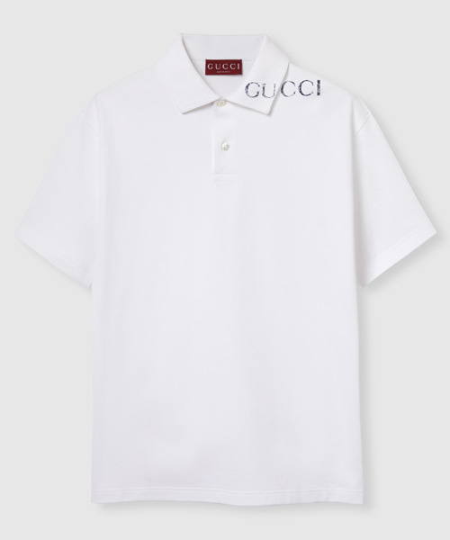 로고 프린트 코튼 폴로 셔츠