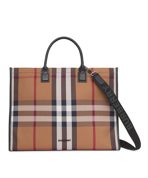 체크 프린트 토트백