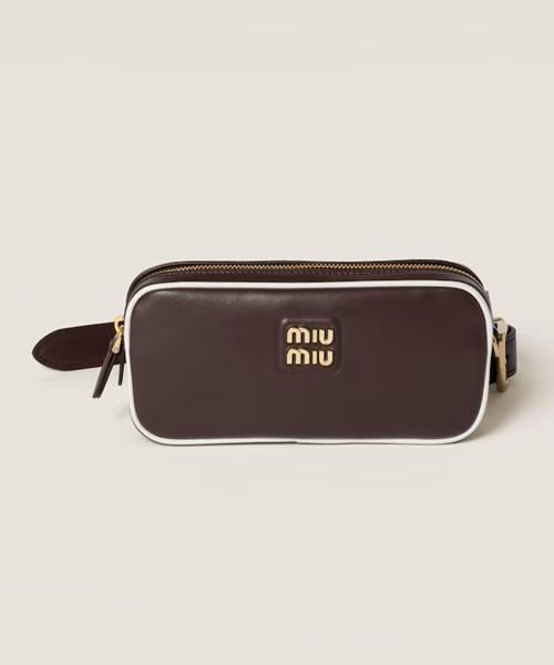 로고 가죽 벨트 백