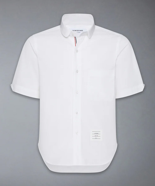 포플린 라운드 헴 숏 슬리브 셔츠