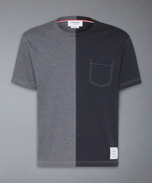 펀믹스 콘트래스트 스티칭 숏 슬리브 티셔츠