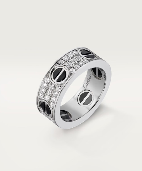 LOVE 링 다이아몬드 파베 세팅 세라믹