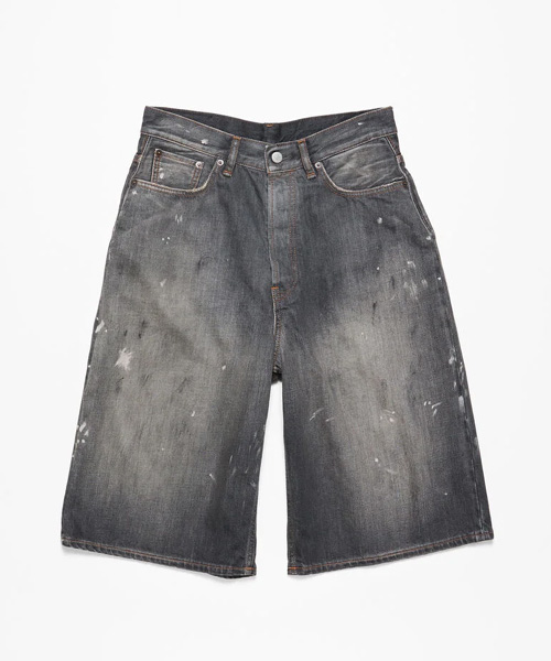 페인트 마크 디테일 데님 루즈 핏 쇼츠