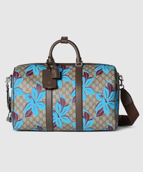 GG 플라워 프린트 더플백
