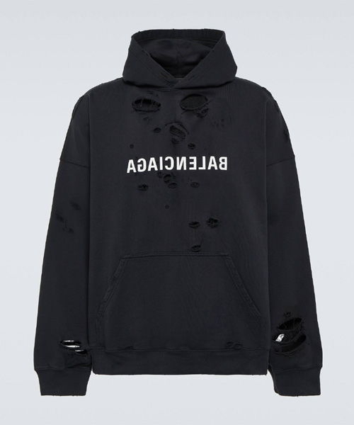 디스트로이드 로고 코튼 후드 스웨트셔츠