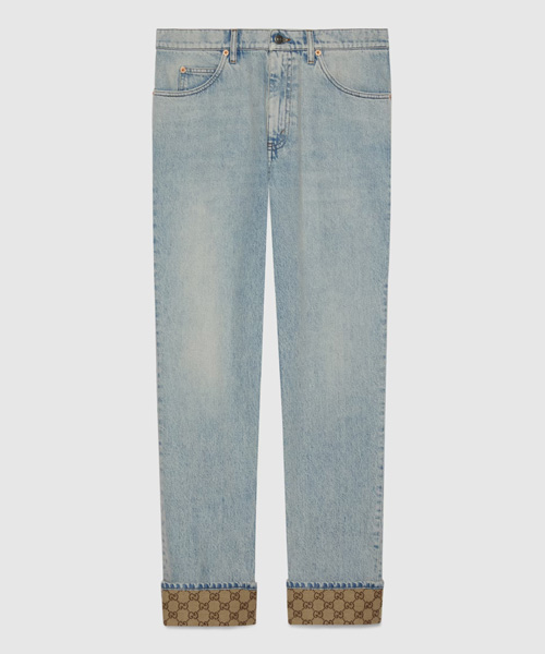 GG 턴 업 데님 트라우저 팬츠