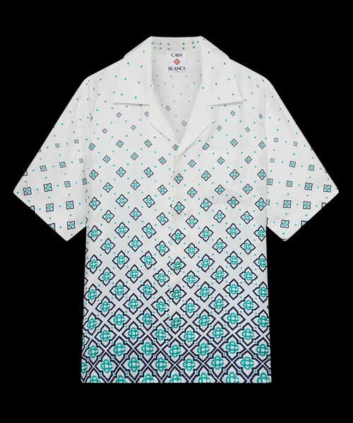 그라디언트 모노그램 숏 슬리브 실크 셔츠