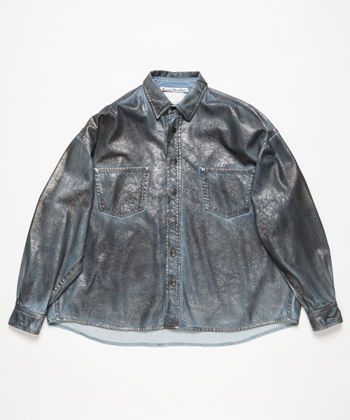 포일 코팅 데님 셔츠