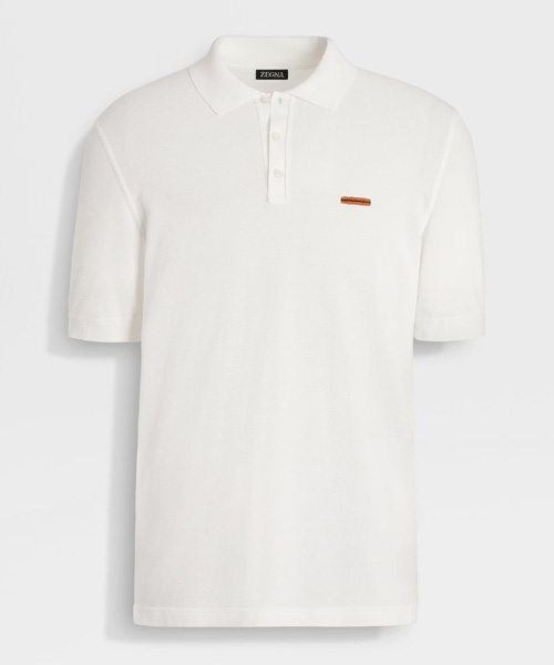 옵티컬 화이트 코튼 폴로 셔츠