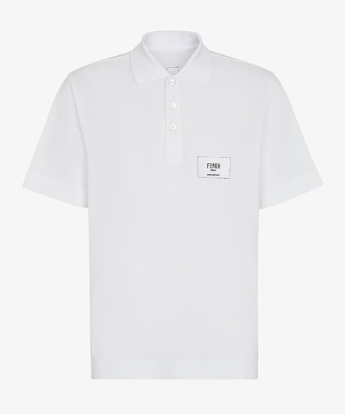 화이트 코튼 폴로 셔츠