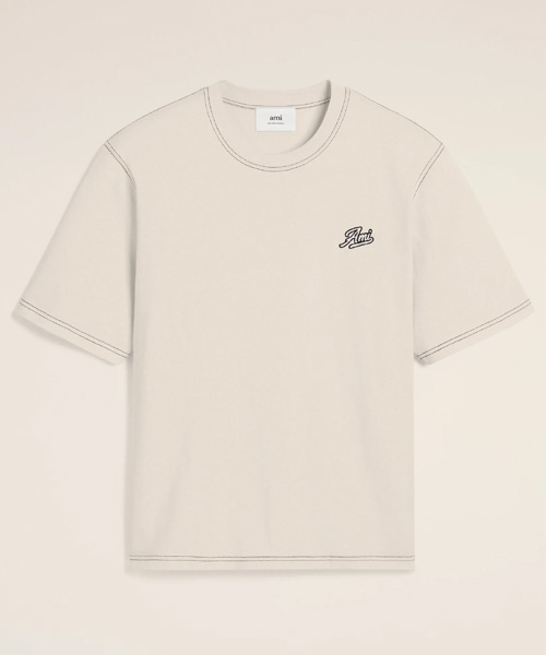베이지 코튼 아미 시그니처 티셔츠