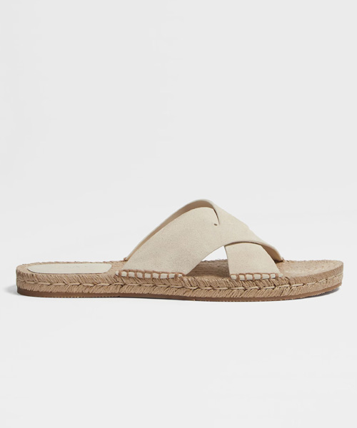 오프화이트 스웨이드 에스파드류 샌들