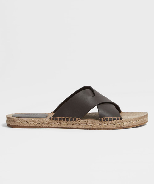 다크 브라운 레더 에스파드류 샌들