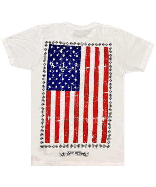 USA 플래그 숏 슬리브 코튼 티셔츠