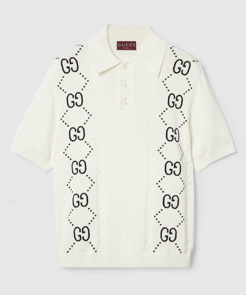 GG 인타르시아 코튼 니트 폴로 탑