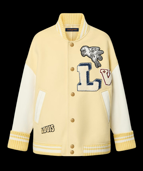 시그니처 패치 바시티 재킷