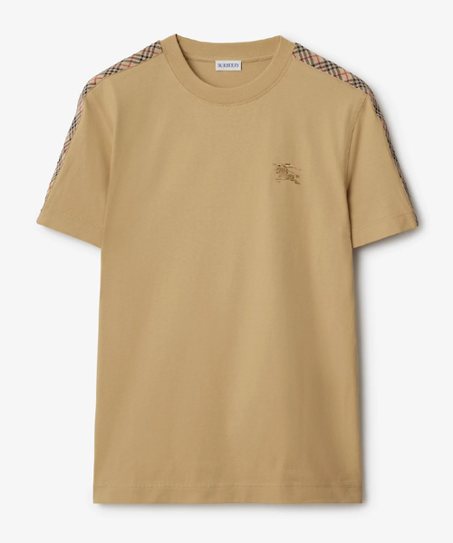 체크 트리밍 코튼 티셔츠