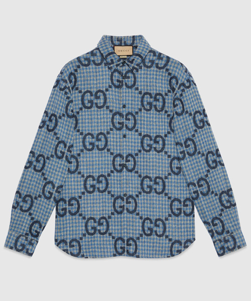 점보 GG 체크 울 셔츠