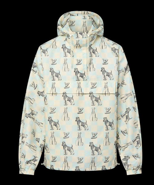 다미에 프린트 후드 아노락